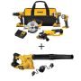 DEWALT 20-Volt Max Li-Ion Cordless Combo Kit (5-Tool) w/ (2) Batteries 2Ah, Charger, Tool Bag & 20-Volt Cordless Blower (Tool-Only) - Image 1