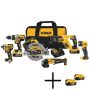 DEWALT 20-Volt MAX Lithium Ion Cordless Combo Kit (6-Tool) with Batteries, Charger, Tool Bag and Bonus Battery Pack (2-Pack) - Image 1