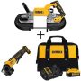 DEWALT 20-Volt MAX XR Cordless Brushless Deep Cut Band Saw with 4-1/2 in. Grinder & (1) 20-Volt Battery 5.0Ah & Charger - Image 1