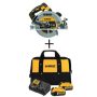 DEWALT 20-Volt MAX Li-Ion Cordless Brushless 7-1/4-inch Circ Saw (Tool-Only) w/ 20-V Battery 5.0Ah (2-Pack), Charger and Kit Bag - Image 1