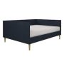 DHP Felicia Blue Linen Upholstered Mid Century Full Daybed - Image 1