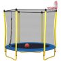 maocao hoom 5.5 ft. Yellow Round Backyard Trampoline w/ Safety Enclosure, Basketball Hoop and Ball - Image 1