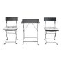 3-Piece Black PE Wicker Outdoor Bistro Set, Folding Square Table and Chairs with Beige Cushion - Image 1