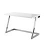 Inspired Home - Oline White/Chrome Writing Desk High Gloss Lacquer Finish Top - Image 1