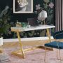 Inspired Home Oline White/Gold Writing Desk High Gloss Lacquer Finish Top - Image 1