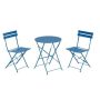 Inner Decor Hayes Navy Blue 3-Piece Metal Folding Outdoor Bistro Set w/ Table - Image 1