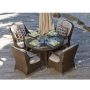 DIRECT WICKER ELLE Brown 5-Piece Wicker Round Outdoor Dining Set w/ Beige Cushions - Image 1