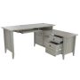 Inval 59 in. Smoke Oak L-Shaped 2 -Drawer Computer Desk with Keyboard Tray - Image 1