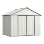 Arrow 10-ft W x 8-ft H x 8-ft D EZEE Galvanized Steel High Gable Shed in Cream/Charcoal Trim w/ Snap-IT Quick Assembly - Image 1