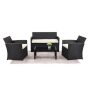 FOREST HOME Black 4-pc Rattan Polyethylene Resin Wicker Patio Conversation Set with Red Cushions - Image 1