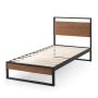 Zinus Suzanne Chestnut Brown Metal and Wood Twin Platform Bed Frame - Image 1