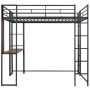 Full Size Metal Loft Bed with 2 Shelves and one DeskBlack - Image 1