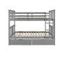 Full Over Full Bunk Beds with 2-Drawers for Kids Teens Adult, Detachable Wood Full Solid Wood Bunk Bed Frame Gray - Image 1