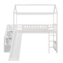 House Loft Bed with Slide, Twin Loft Bed with Slide and Drawers, Loft Bed Twin with Staircase - Image 1