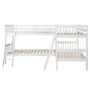ANBAZAR L-Shaped Bunk Bed Twin Over Twin, Quad Bunk Bed with Guardrail and Angle Ladder, Wood Twin Bunk Beds for 4, Corner Bunk - Image 1