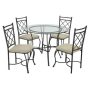 Dorel Living Pelican 5-pc Dinette Beige Glass Top Black Metal - Image 1