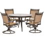 Hanover Fontana 5 pc Aluminum Round Outdoor Dining Set w/ Swivels and Cast-Top Table - Image 1