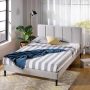 Zinus Maddon Beige Upholstered Full Platform Bed Frame w/ USB Ports - Image 1