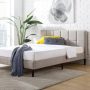 Zinus Lottie Beige Full Upholstered Platform Bed Frame w/ Short Headboard - Image 1