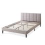 Zinus Lottie Beige Queen Upholstered Platform Bed Frame w/ Short Headboard - Image 1