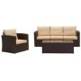 5-Piece Patio Rattan Furniture Set Cushioned Sofa Chair Coffee with Beige Cushion - Image 1