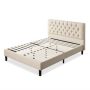 Zinus Misty Beige Queen Upholstered Platform Bed Frame - Image 1