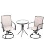 Amagenix 3-Pieces Cream Steel Outdoor Serving Bar Set and Outdoor Dining Set w/ 1 Patio Table and 2 Chairs - Image 1