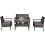 Costway 4-pc Wicker Steel Patio Conversation Set with CushionGuard Gray Cushions - Image 1