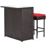 Costway 3-Piece Wicker Rectangular 41.5 in. Outdoor Serving Bar Set w/ Red Cushions - Image 1
