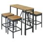 5-Piece Wicker Outdoor Bistro Set, Garden Foldable Acacia Wood Tabletop Bar Set with 4 Stools and 1 Table - Image 1