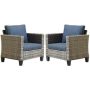 OVIOS New Vultros Gray 2-Piece Wicker Outdoor Lounge Chair with Blue Cushions - Image 1