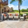 OVIOS New Vultros Gray 5-pc Wicker Outdoor Patio Conversation Seating Set with Beige Cushions - Image 1