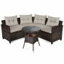 4-Pieces Rattan Patio Furniture Set Outdoor Sectional w/ Yellowish Cushioned Sofa Table - Image 1