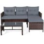 Gymax 3-Pieces Rattan Outdoor Furniture Set Patio Couch Sofa Set with Grey Cushion - Image 1