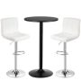 Gymax 24-in. Pub Table Set Round Bar Table and 2-Adjustable Bar Stools White (3-Pieces) - Image 1