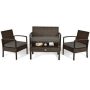 4-Pieces Rattan Wicker Patio Garden Outdoor Furniture Set w/ Brown Cushion - Image 1