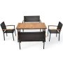 5-pc Rattan Outdoor Dining Set Patio Furniture Set w/Wooden Tabletop - Image 1