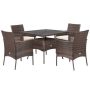 5-pc Wicker Patio Outdoor Dining Table Set Outdoor Furniture Set with 4-Seat White Cushions - Image 1