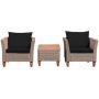 Gymax 3-Piece Rattan Patio Conversation Furniture Set with Wooden Feet Black Cushions - Image 1