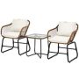 Gymax 3-Pieces Outdoor Bistro Set Patio Conversation Furniture Set with White Cushions - Image 1