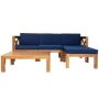 5-Piece Sofa Seating Group Wood Sectional Set with Blue Cushions - Image 1