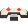 7-Piece Wicker Patio Conversation Set with Beige Cushion and Coffee Table - Image 1