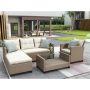Beige 4-pc Wicker Patio Conversation Set with Beige Cushions - Image 1