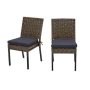 Hampton Bay Laguna Point Brown Wicker Outdoor Patio Dining Chair w/ CushionGuard Midnight Navy Blue Cushions (2-Pack) - Image 1