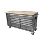 Husky 61 in. W 10-Drawer, Deep Tool Chest Mobile Workbench in Metallic Silver with Sliding Vertical Bin Storage Drawer - Image 1