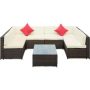 Sharie Brown 7-Piece Wicker Outdoor Sectional Set with Tempered Glass Coffee Table and 2 Pillow in Beige Cushions - Image 1