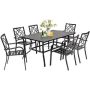 7-Piece Metal Outdoor Dining Set with 6 Stackable Chairs and 1 Rectangular Dining Table with 1.57 in. Umbrella Hole - Image 1