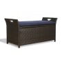 40 Gal. Rattan Outdoor Storage Bench with Cushion in Navy - Image 1