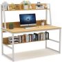 TRIBESIGNS WAY TO ORIGIN Tribesign Computer Desk w/ Hutch and Bookshelf, 47 Inches (Light Walnut) - Image 1