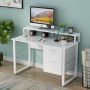 TRIBESIGNS WAY TO ORIGIN Kelly 47 in. Rectangular White Metal White Particle Board Wood 2 Drawer Computer Desk with Monitor Stand - Image 1